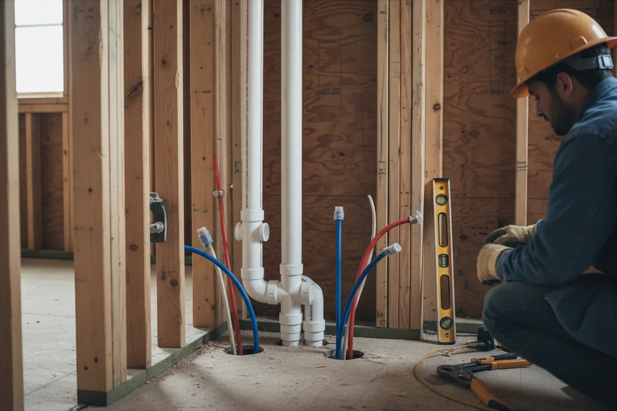 Drain and supply rough-in during Leak Detection in Kittrell