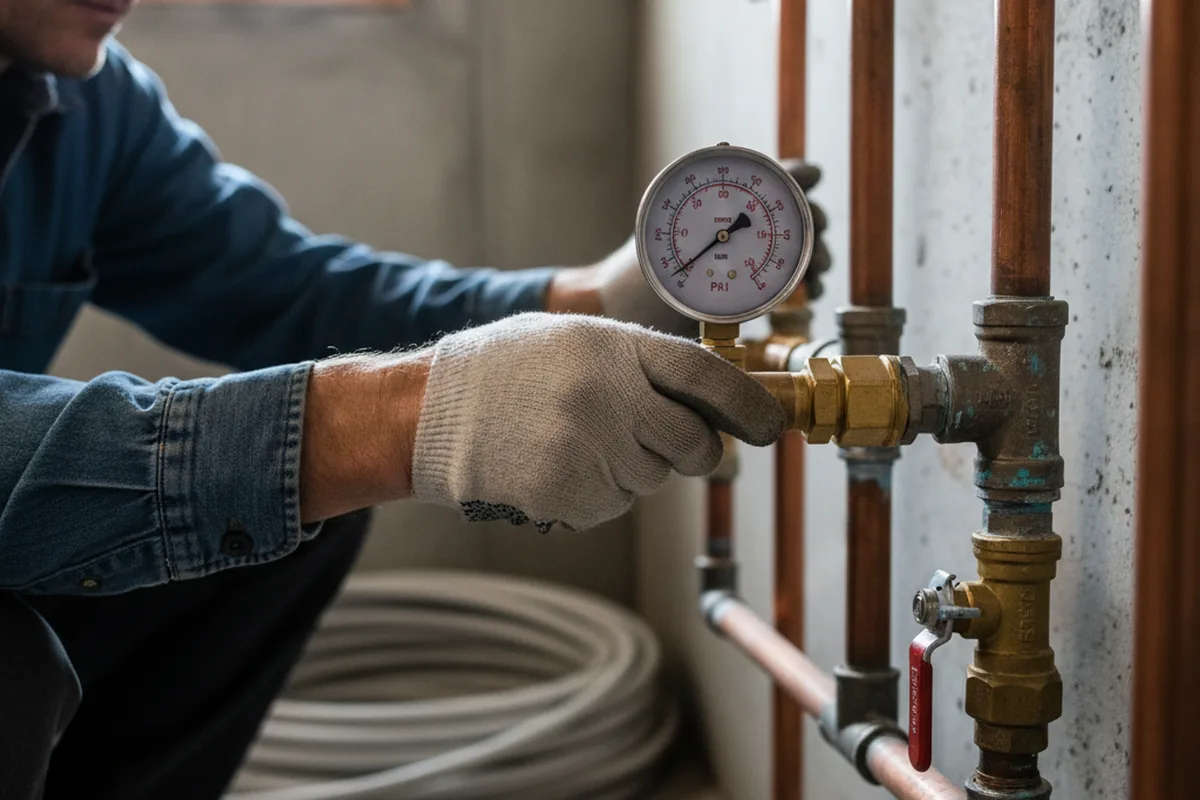 Pressure testing a repaired line during Water Line Repair in Kittrell